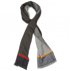 Vertical Lines & Shade Silk & Wool Scarf (Black)