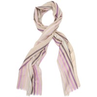 Multicoloured Vertical Lines Silk & Wool Scarf (Brown + Purple)