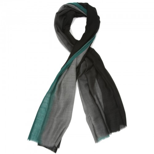 Black-Grey shaded Silk & Wool Scarf  (Black-Grey)