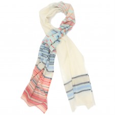 Horizontal Lines Pure Wool Scarf (Ivory)