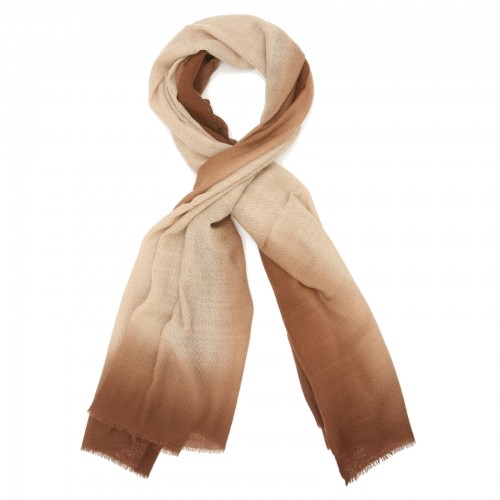 Tie Dye Pure Wool Scarf (Cream And Coffee)