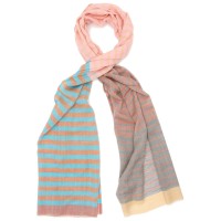 Horizontal lines Pure Wool Scarf (Pink)