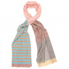 Horizontal lines Pure Wool Scarf (Pink)