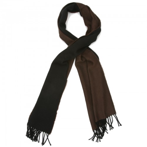 Plain Reversible Pure Wool Scarf (Brown & Black)