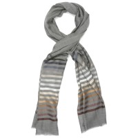 Horizontal lines  Silk & Wool Scarf (Dark Grey)