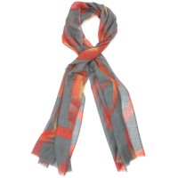 LInes Abstract Silk & Wool Scarf (Grey)