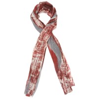 Abstract Silk & Wool Scarf (Red & Grey)