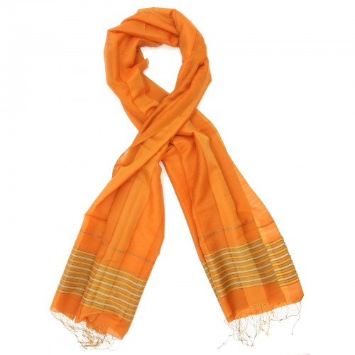 Line Silk + Wool Scarf (Orange)