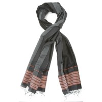 Line Silk + Wool Scarf (Black)