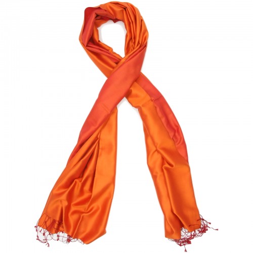 Reversible Pure Satin Silk Scarf (Orange)