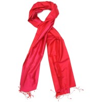 Reversible Pure Satin Silk Scarf (Red)