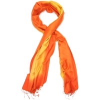 Gradient Pure Satin Silk Scarf (Orange And Yellow)