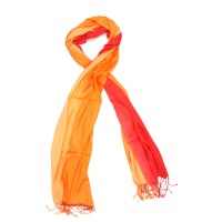 Vertical Gradient Pure Satin Silk Scarf (Red & Orange)