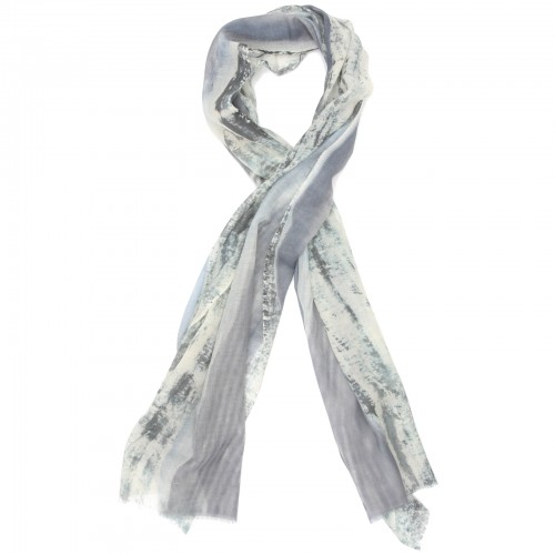 Abstract Silk & Wool Scarf (Grey & Ivory)