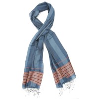 Line Silk + Wool Scarf (Blue)