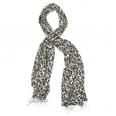 Leopard Pure Satin Silk Scarf (Black & White)